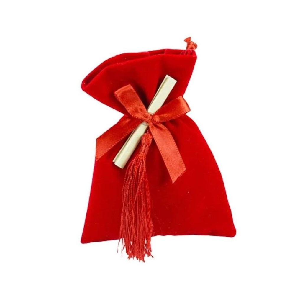 SACCHETTO VELLUTINO LAUREA ROSSO